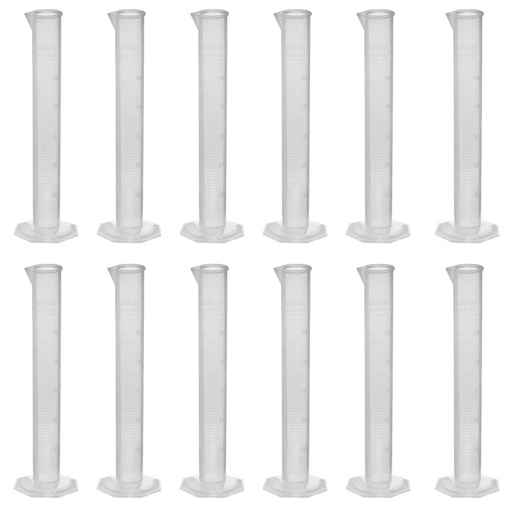 Polypropylene Graduated Cylinder, Octagonal Base, 50ml (Pack of 12)