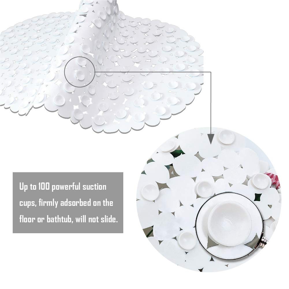 Non Slip Sea Turtle Bathtub Mat with Suction Cups, Oval Pebble Shower Mat for...