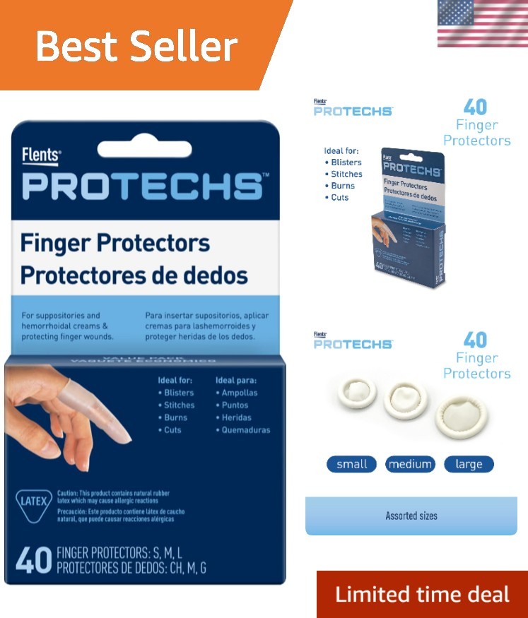 Protechs Durable Finger Protectors & Toe Cots - 40 Count, Assorted Sizes S/M/L