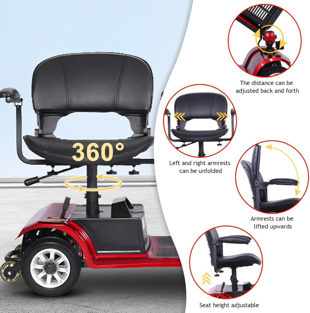 4 Wheel Mobility Scooter Maximum load 419lb Foldable Mobility Scooter for Senior