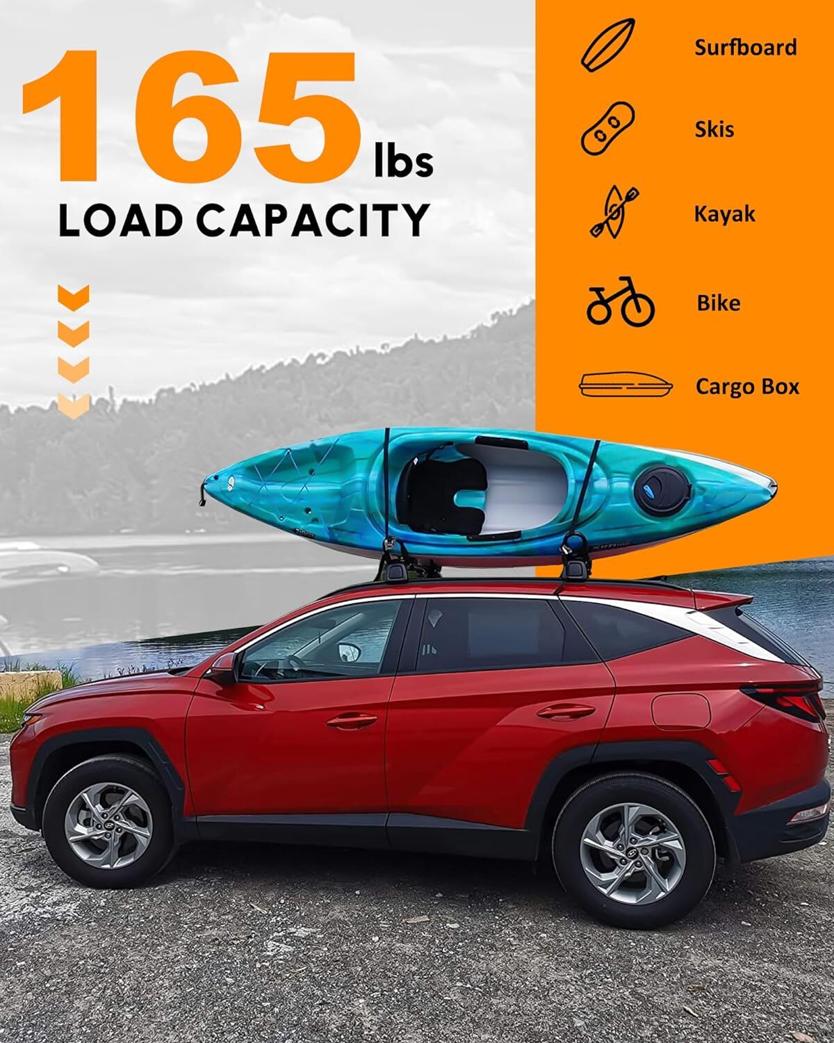 4PCS Cross Bar Roof Rack For 2022-2026 Acura MDX 165LBS Side Rails Cargo Carrier