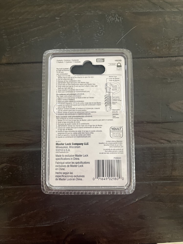 Master Lock Set Your Own Combination Padlock 1523D White (N2)