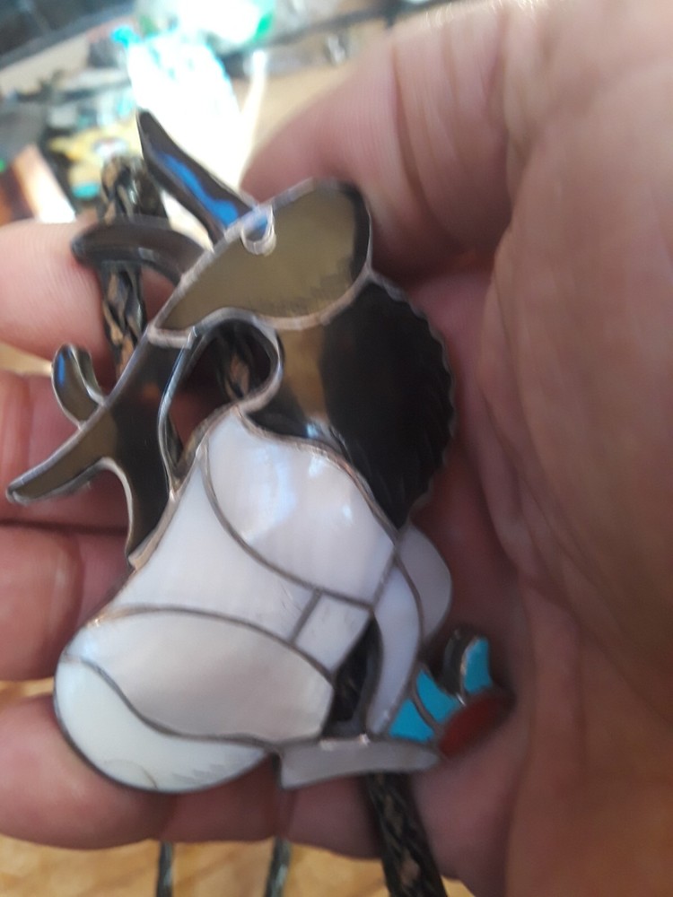 Sterling Silver bolo Big elk Zuni.