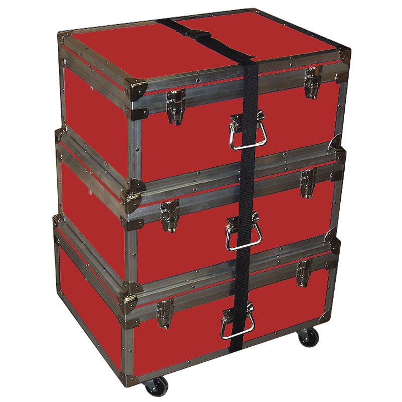 Triple Accessory Case Rolling Stack! 1/4" Medium Duty - Many Colors! - RED