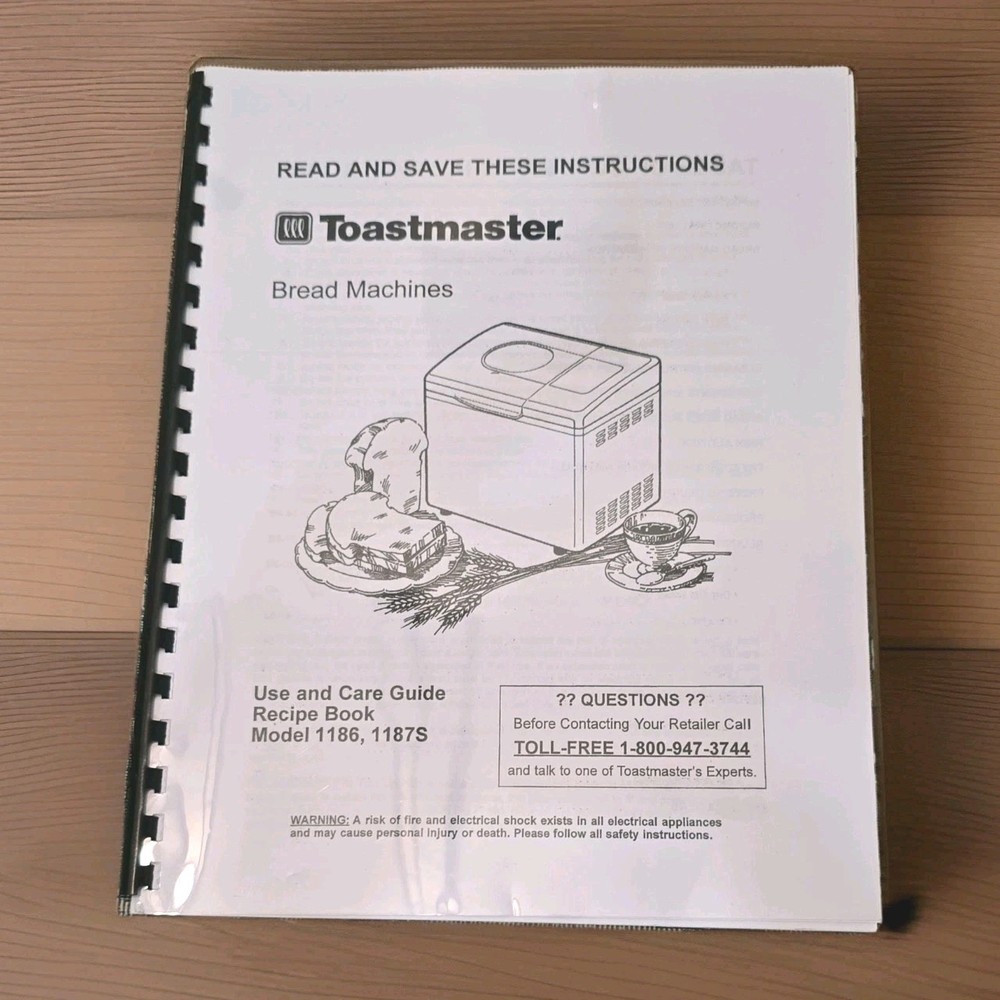 Toastmaster Automatic Bread Maker | Model 1186 | Instruction Book & Recipes