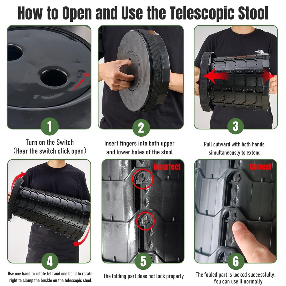 Upgraded Foldable Stool Thickened, Portable Collapsible Stool Retractable Sto...