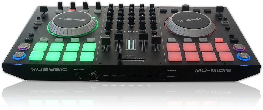MUSYSIC MU-MIDI9 4-Channel DJ Controller USB Audio Interface VirtualDJ Mixer