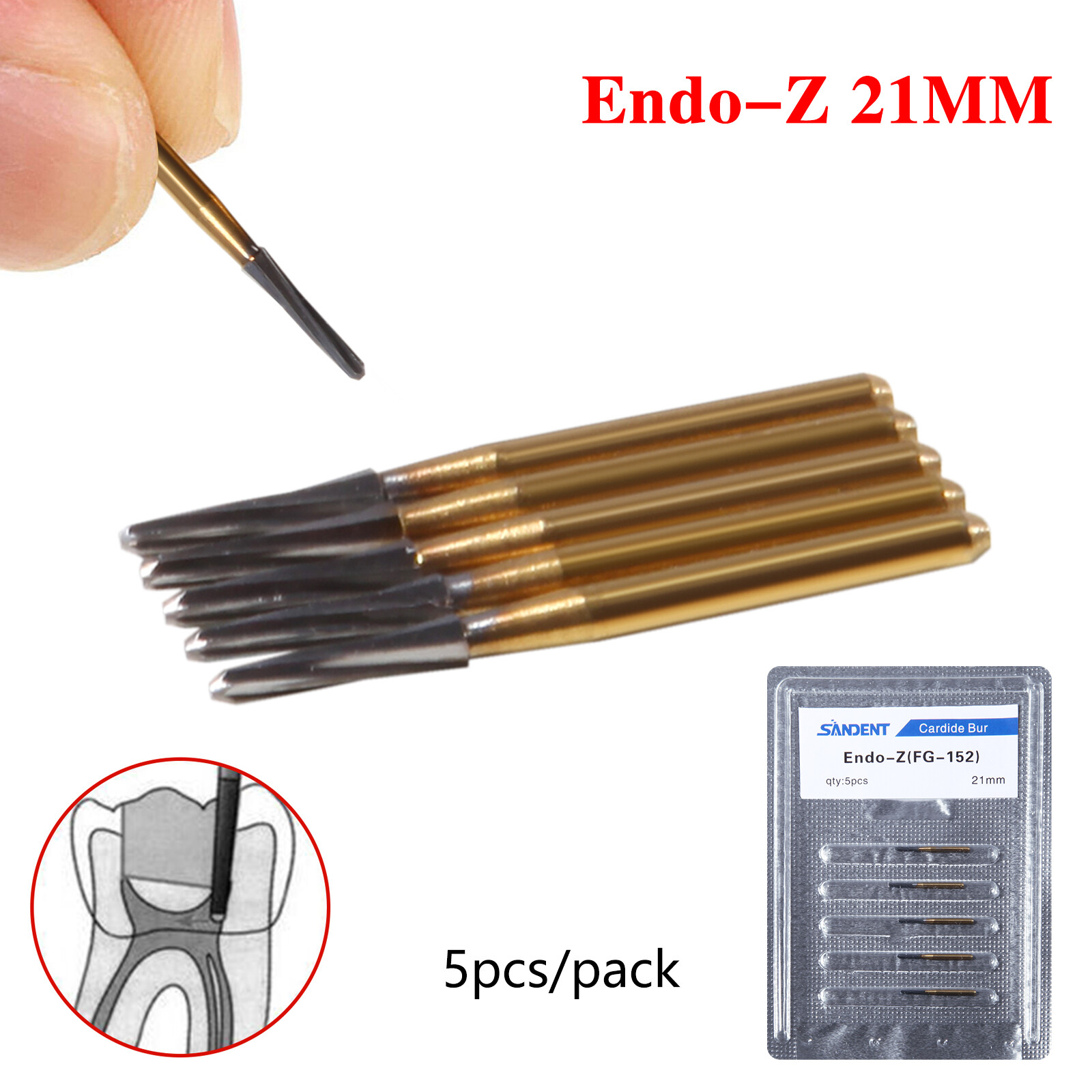 5-100 pcs Dental Carbide Bur Endo-Z Tungsten Steel Drills FG 21mm/23mm/25mm/28mm