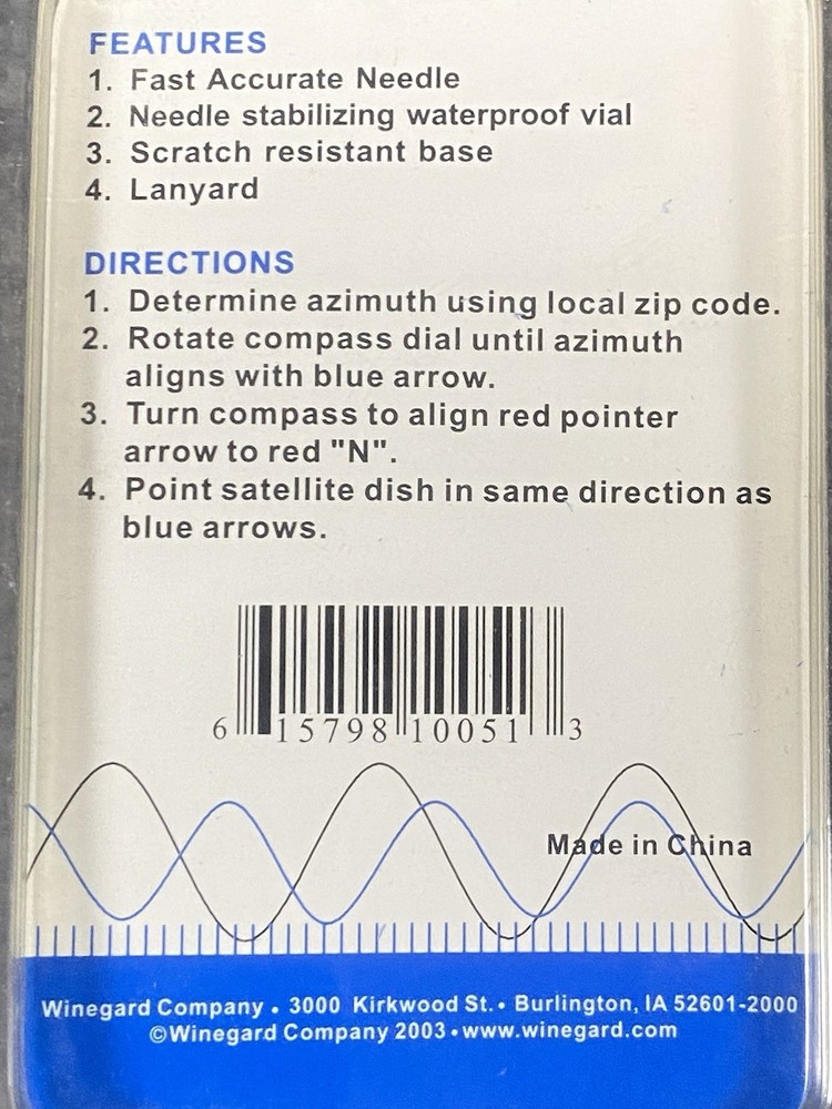 Winegard Satellite Alignment Compass Model SC-2000 RV Camping New
