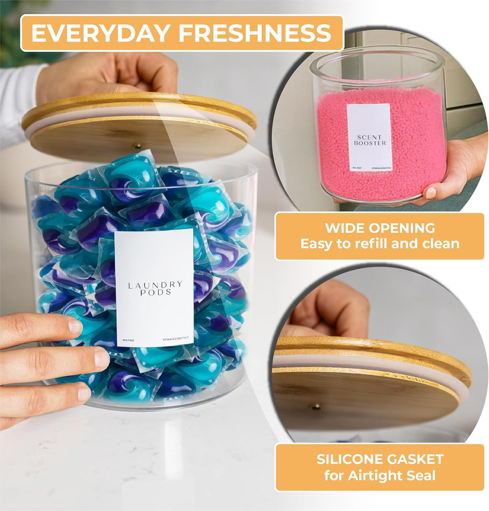 Laundry Pods Containers for Organizing Dryer Sheet Holder & Laundry Jars with...