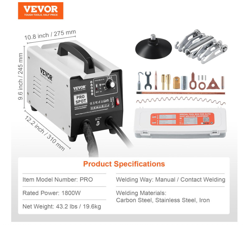 VEVOR Vehicle Panel Spot Puller Dent Spotter Spot Dent Puller