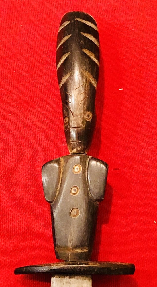MAYAN CUSTOM KNIFE - GUATEMALA CHICKICASTENANGO DESIGN- LEATHER SHEATH