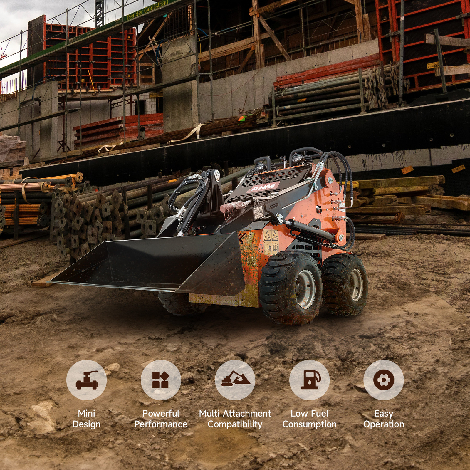 23HP Mini Skid Steer Loader with Briggs & Stratton Gas Engine