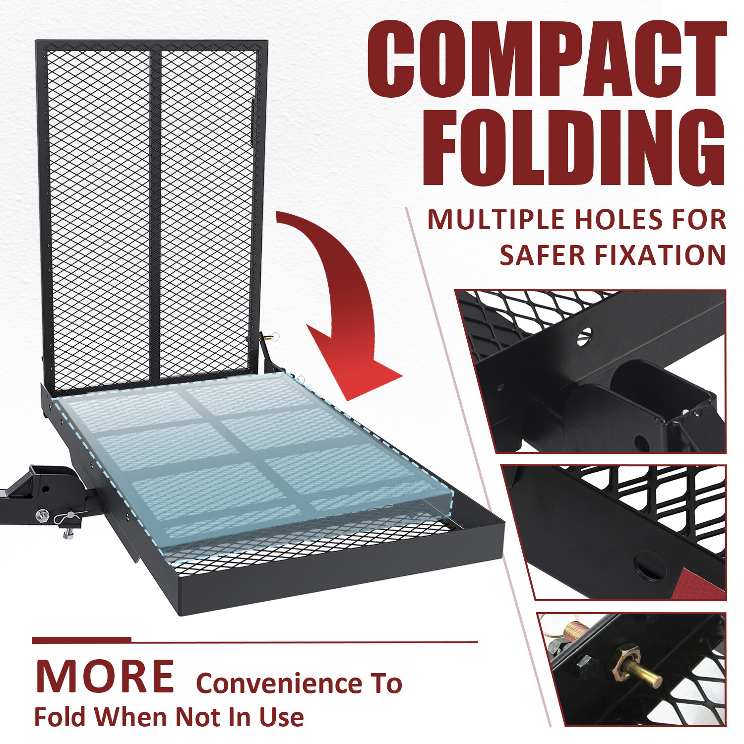 500LB Scooter Hitch Carrier Mount Hitch Cargo Carrier W/ Ramp Wheelchair Carrier