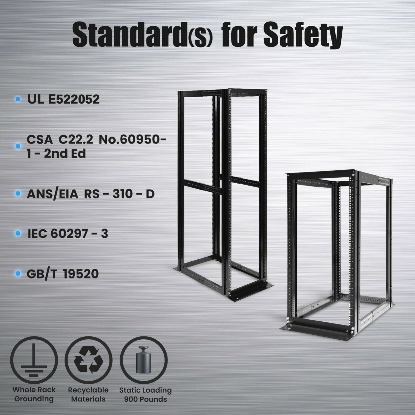 27U 4 Post Open Frame Server Network Data Rack Enclosure 19'' Adjustable Depth