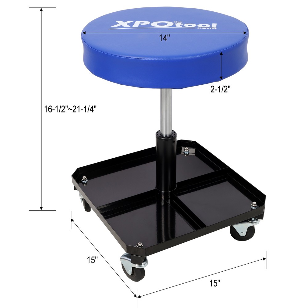 250LBs Rolling Pneumatic Creeper Garage Adjustable Stool Tool Tray Storage USA