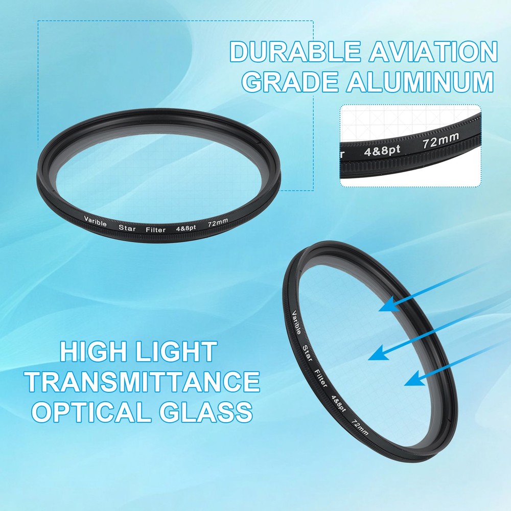72mm Variable Star Filter 4-8 Points for Night Scenery Glassworks,1Pcs
