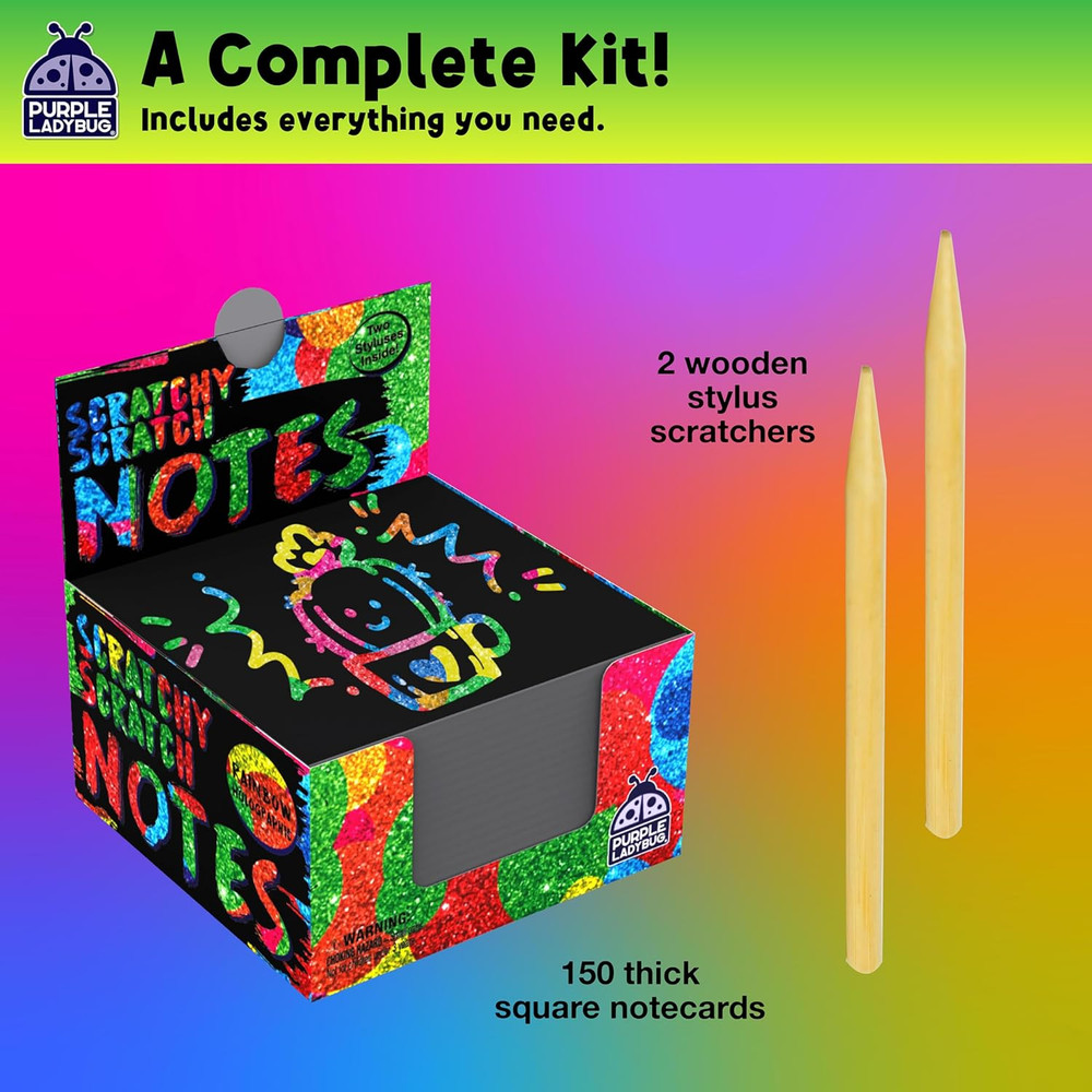 Rainbow Holographic Scratch Art Mini Notes - Kids Easter Basket Stuffers for Tee