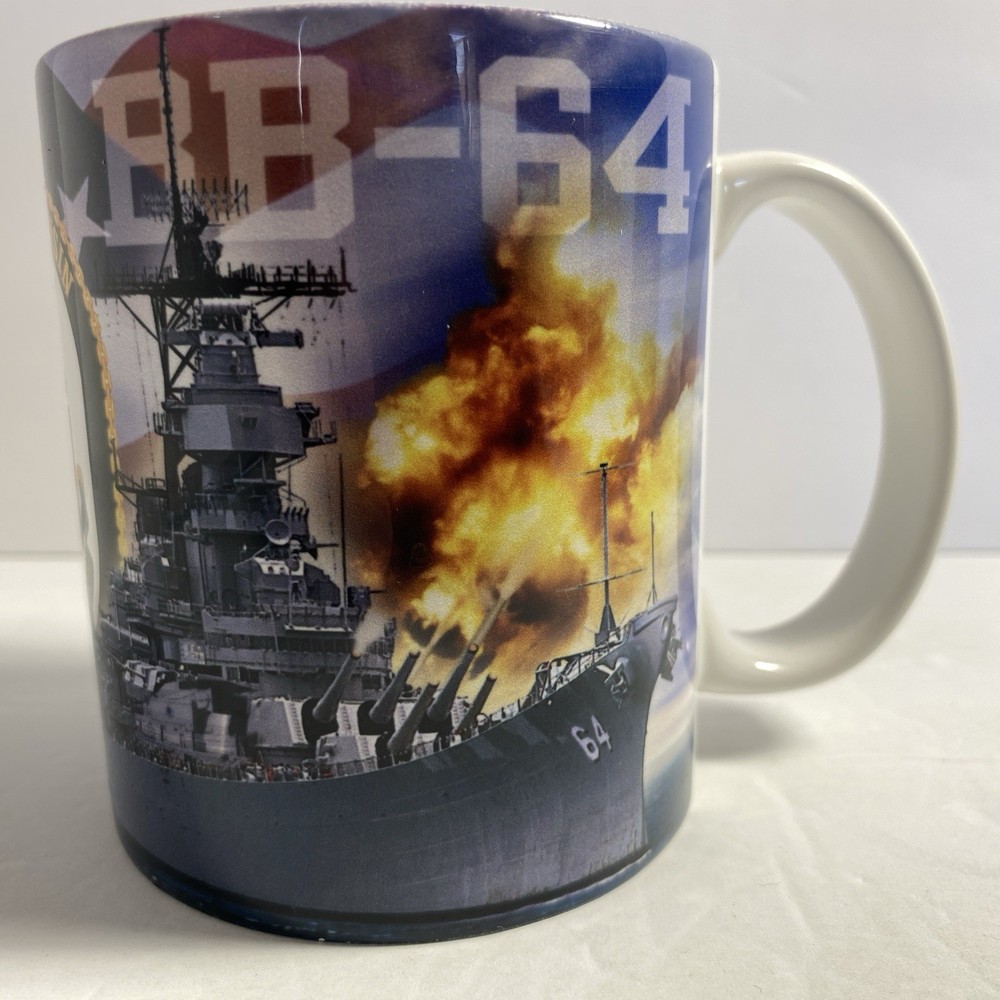 USS Wisconsin (BB-64) VINTAGE COFFEE MUG BLACK
