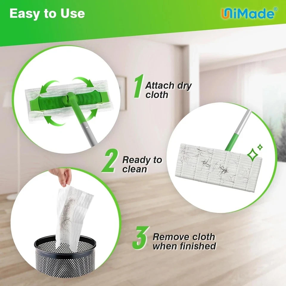 Dry Sweeping Cloths, 100 Count Mop Refill Compatible with Swiffer Sweeper - Disp
