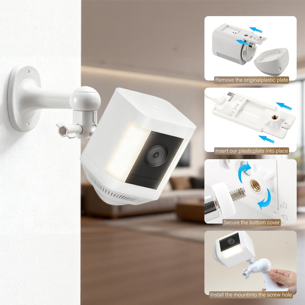 2-in-1 No-Drill & Drillable Wall Mount 2-Pack for Ring Camera, Compatible wit...