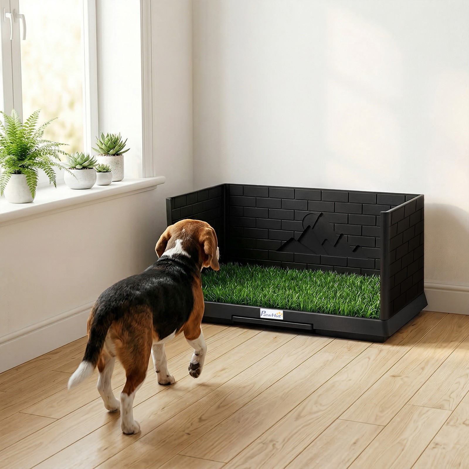 PawHut Dog Grass Pad with High Walls and Tray, Indoor Potty Tray