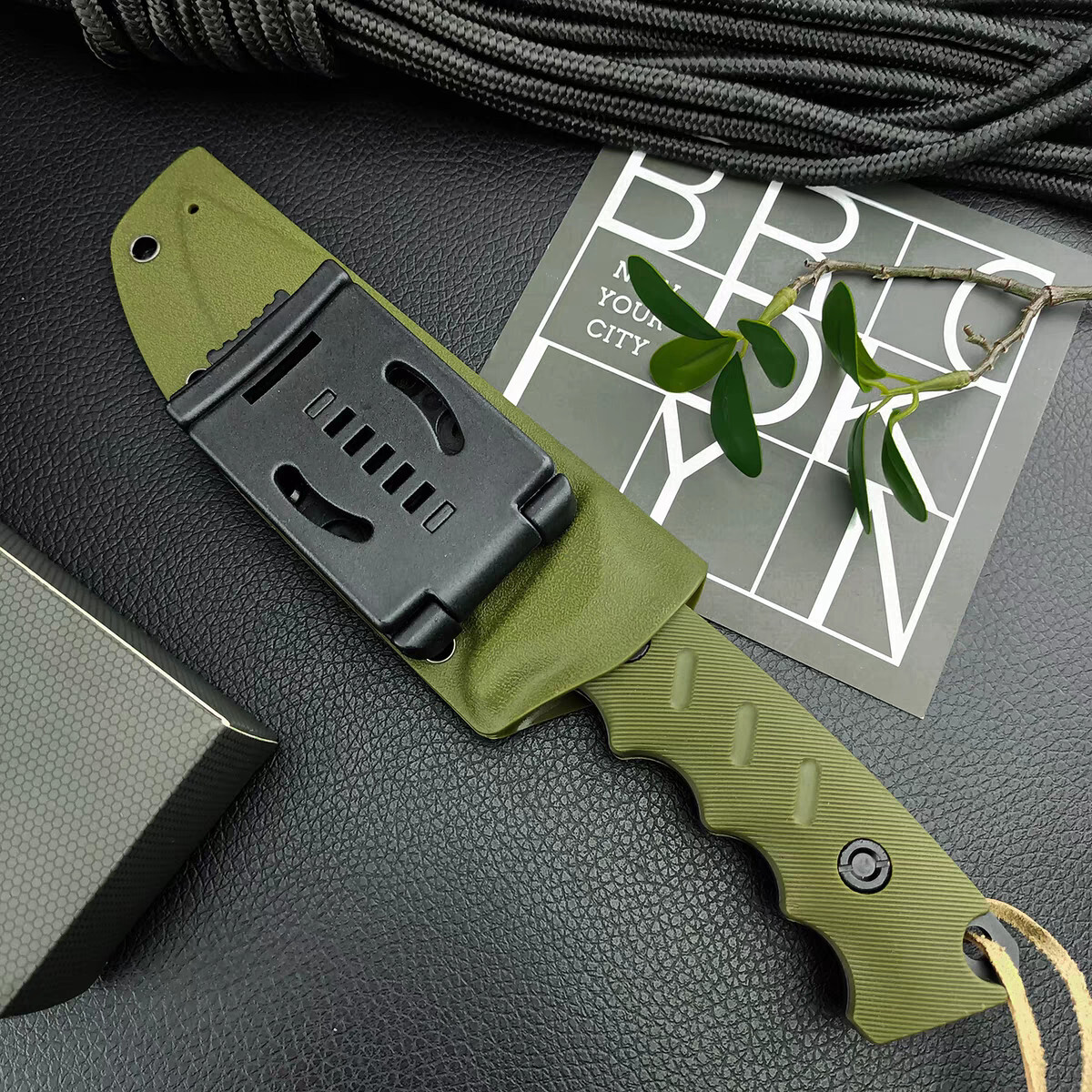 Outdoor Duty Fixed Blade Knife with G10 Handle and Kydex Sheath Camping Military