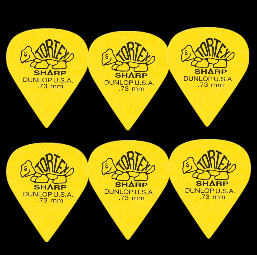 Dunlop Tortex Sharp Guitar Picks 412 Yellow .73mm 6 Pack
