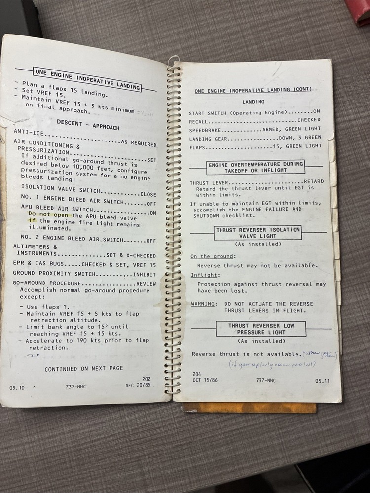 Sultan Air Boeing 737 Pilot Quick Reference Handbook 1984