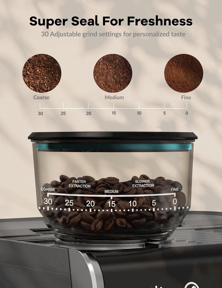 Espresso Machine With Grinder, 20 Bar Semi-Automatic Espresso Coffee Maker Wi...