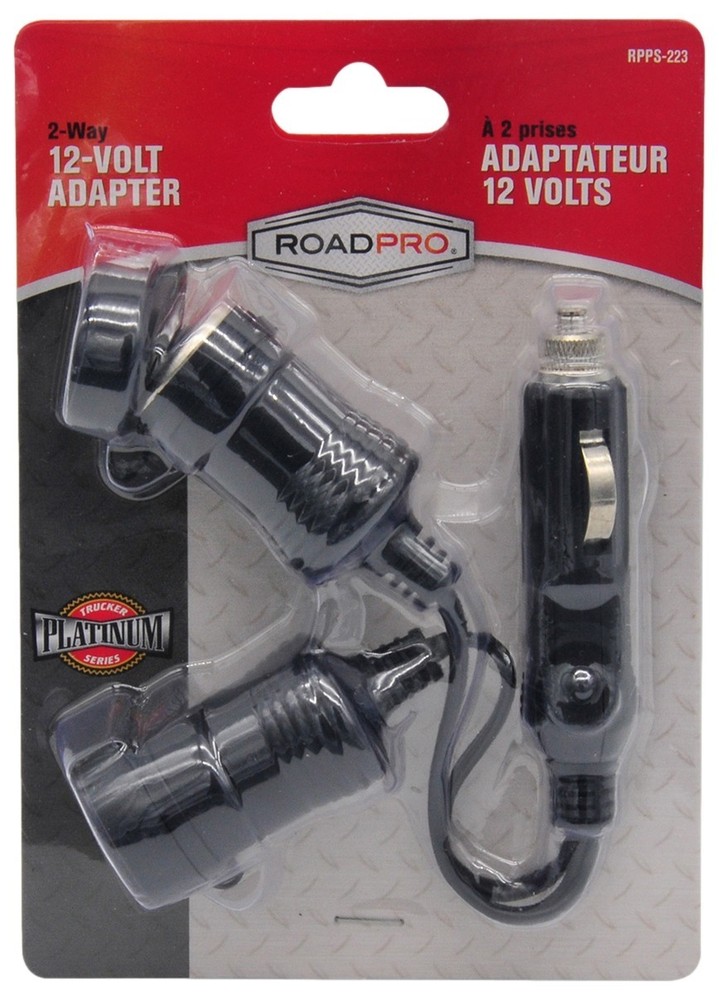 RoadPro RPPS-223 12V Dual Socket Plug Adapter for Cigarette Lighter Outlets