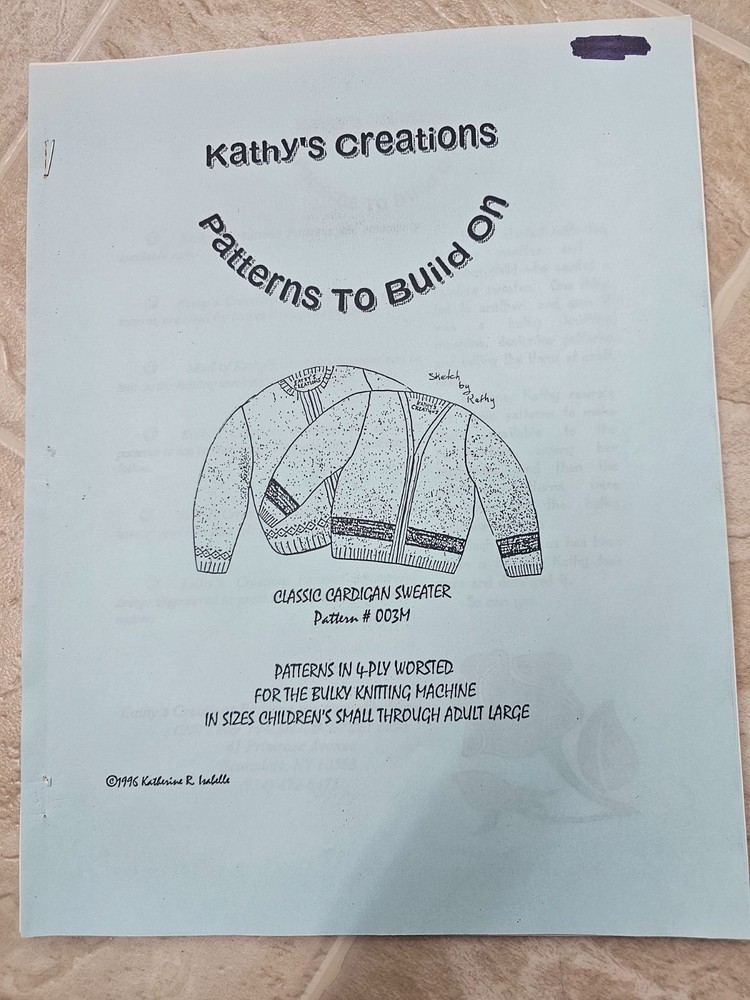 Cardigan Machine Knitting Patterns for BULKY machines