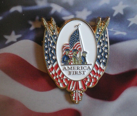 Golfing Dolphin Gifts America First USA Flag Lapel Pin 1-1/4"