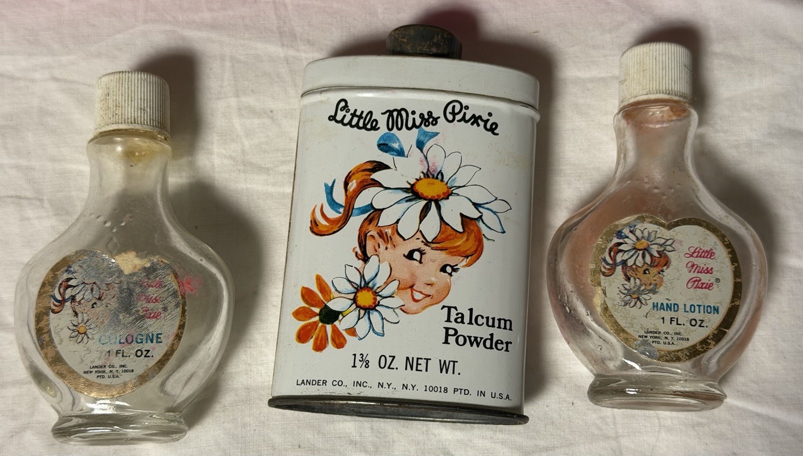 Vintage Little Miss Pixie Childs Gift Set Powder Lotion Cologne Lander Co. NY