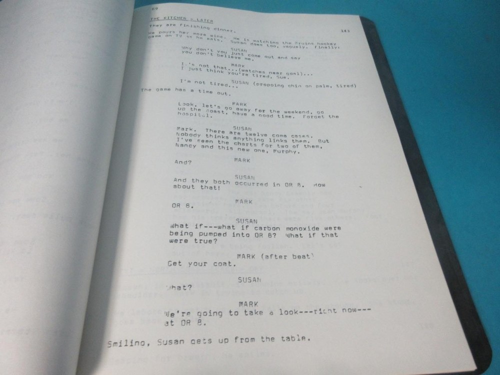 COMA MICHAEL CRICHTON 1977 SCREENPLAY SCRIPT BASED ON THE NOVEL BY ROBIN COOK