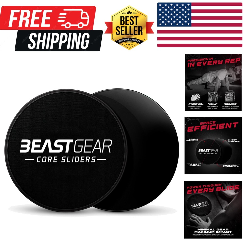 Core Sliders by – Double Sided Gliding Discs for Abdominal Exercises - Carpet...