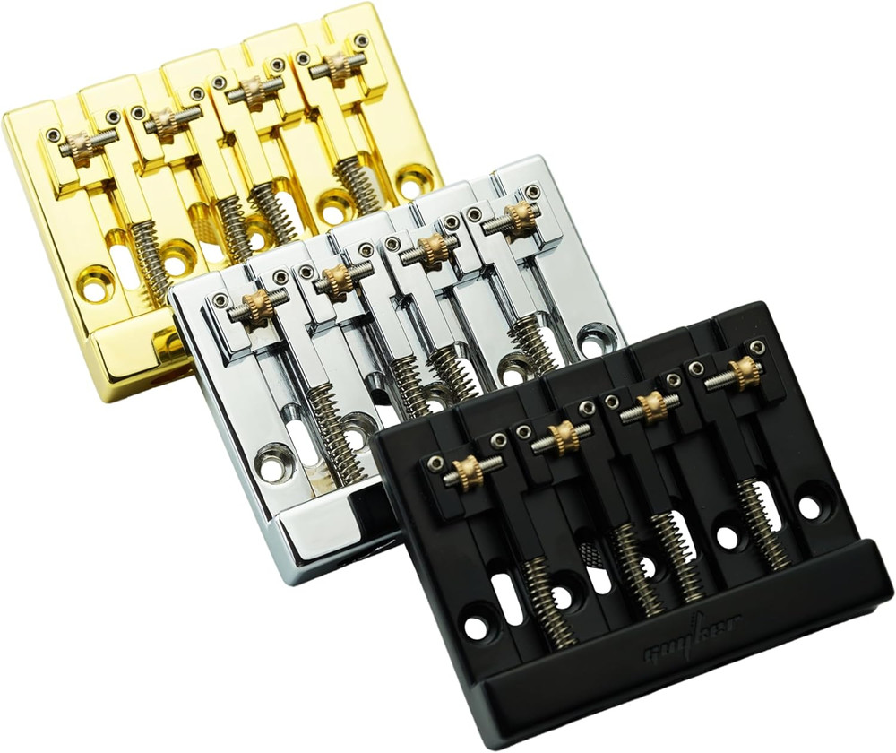 Black 4 String Bass Bridge with Roller Saddles