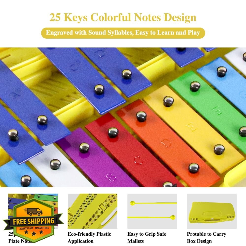 Eavnbaek 25 Note Glockenspiel Yellow Mallets Case