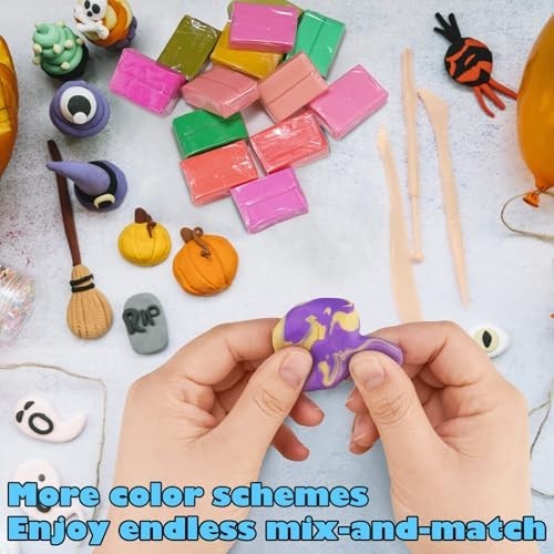 100PCS Polymer Clay Starter Kit - 82 Colors, Oven-Bake Modeling Clay, DIY Tools