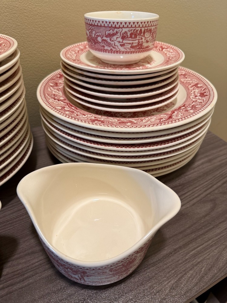 44 PIECE Pink Memory Lane China Set