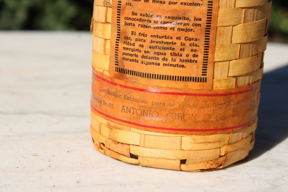 Vintage Triple Sec Wicker Wrapped Wine Bottle
