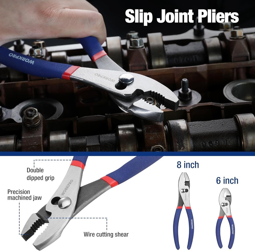 Versatile 7-Piece Pliers Set - Includes Groove Joint, Long & Slip Joint Tools