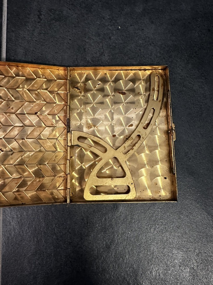 Vintage 1950's Gold Cigarette Holder Case Basket Weave Pattern