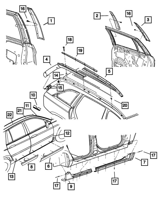 Genuine Mopar Luggage Rack Side Rail Left 4857767ae