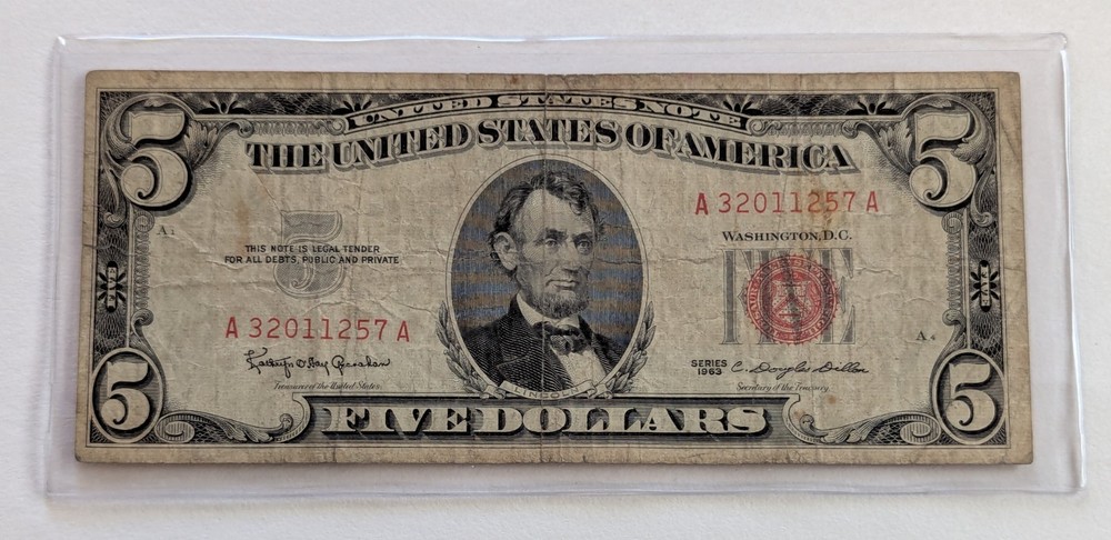 US Five Dollars, 1963, $5 Red Seal