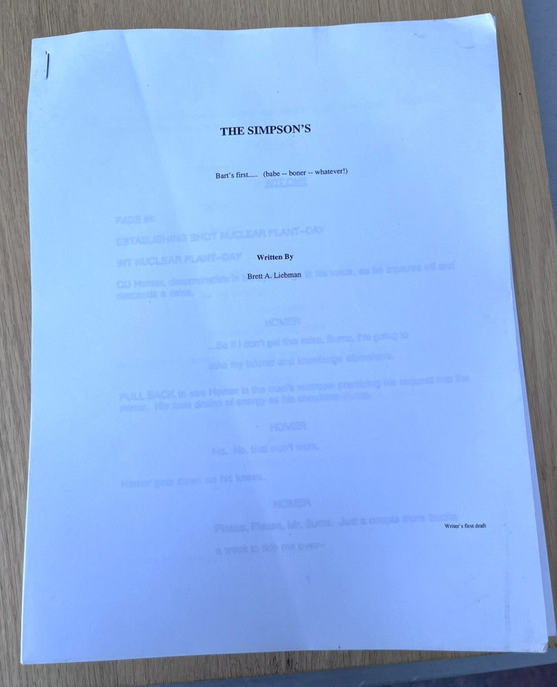 The Simpons Series Spec Unproduced Script Lot Bart Sells Out & First Girlfriend