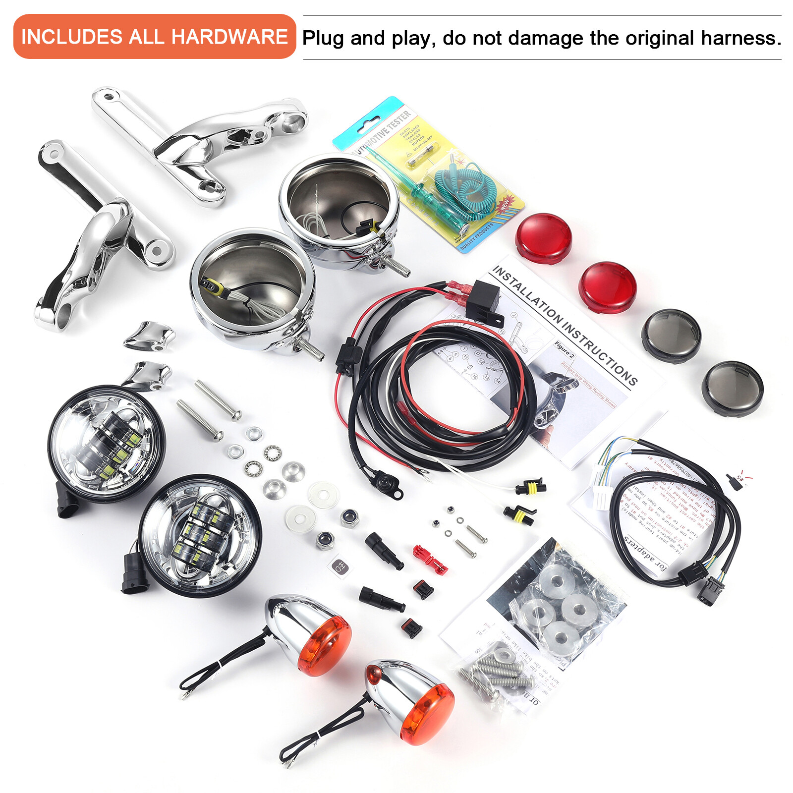 4.5" LED Auxiliary Spotlight Passing Light For Harley Street Glide FLHX 06-22