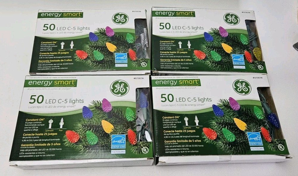 2x Energy Smart GE 50 LED C-5 Lights Multi Colored
