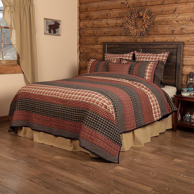 Beckham Queen Patchwork Quilt. VHC Brands. Red, Black, Tan