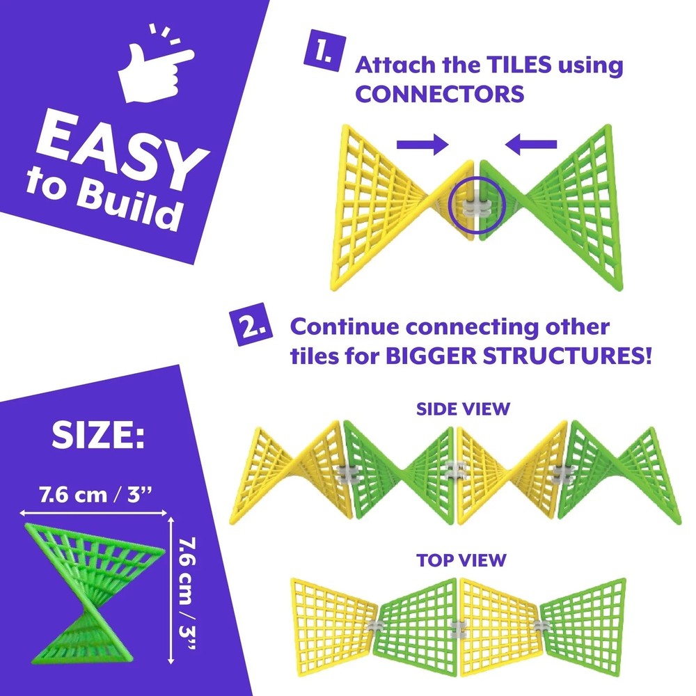 HyperTiles Hyperbolic Building Toy - 3" x 3" STEM Educational 3-Dimensional